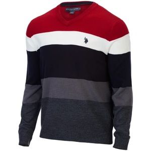 U.S Polo Association Soft Striped V-Neck Sweater Size XL